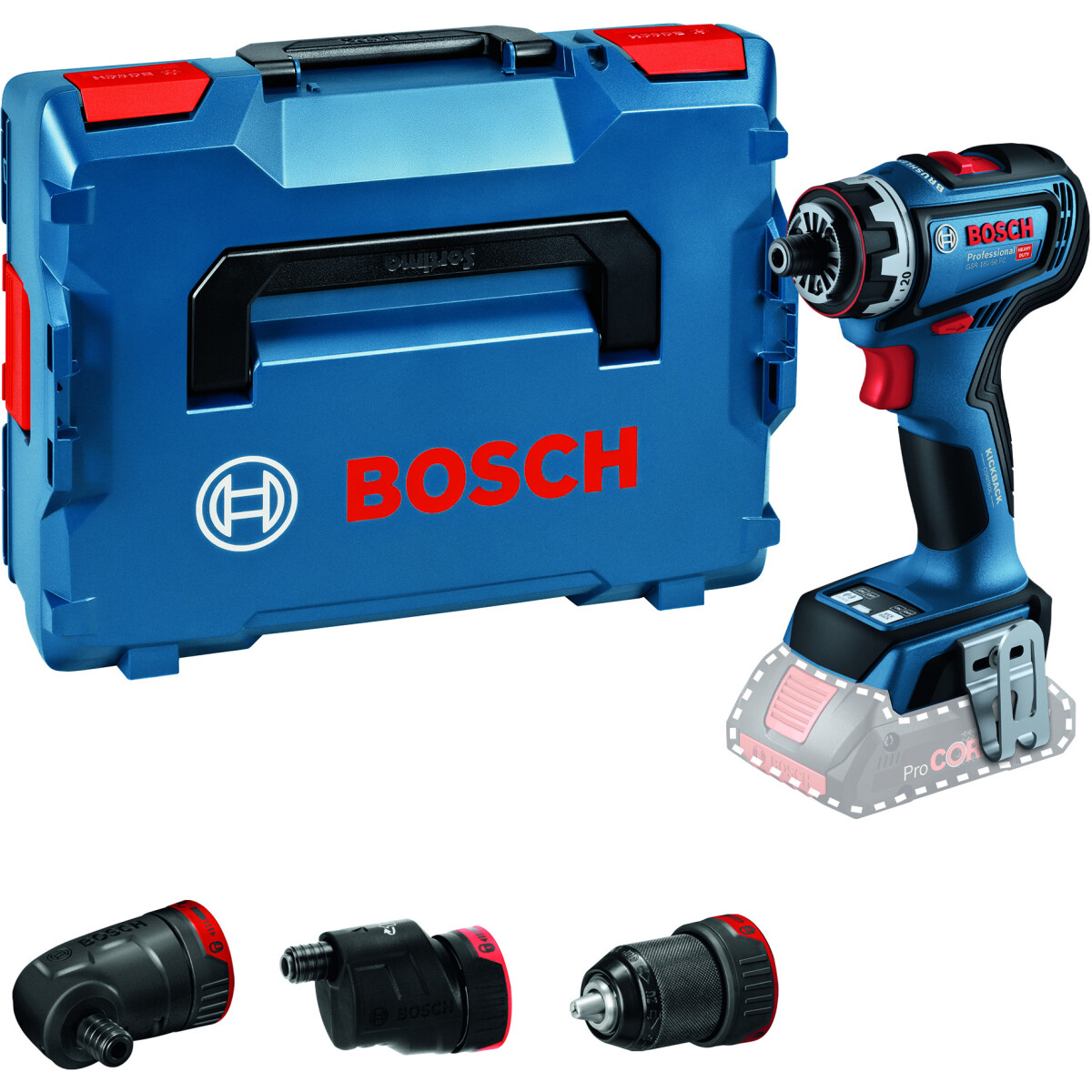 Bosch GSR 18V 90 FC 18v Body Only BRUSHLESS Flexi Click Drill Driver with Right Angle Offset 3 Jaw Rohm Chuck in L Boxx from Lawson HIS