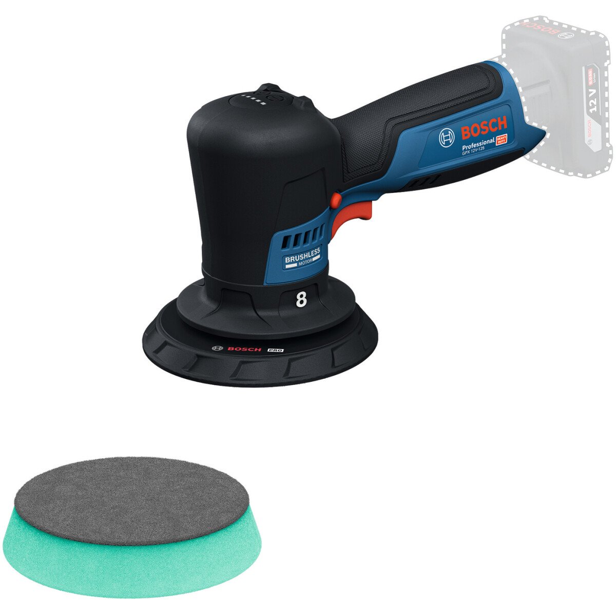 Bosch GPX 12V-125 12v Body Only 125mm Spot Repair Polisher Brushless