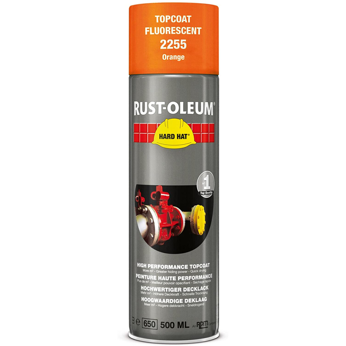 Rustoleum Hard Hat 2255 Topcoat Fluorescent Orange 500ml Aerosol