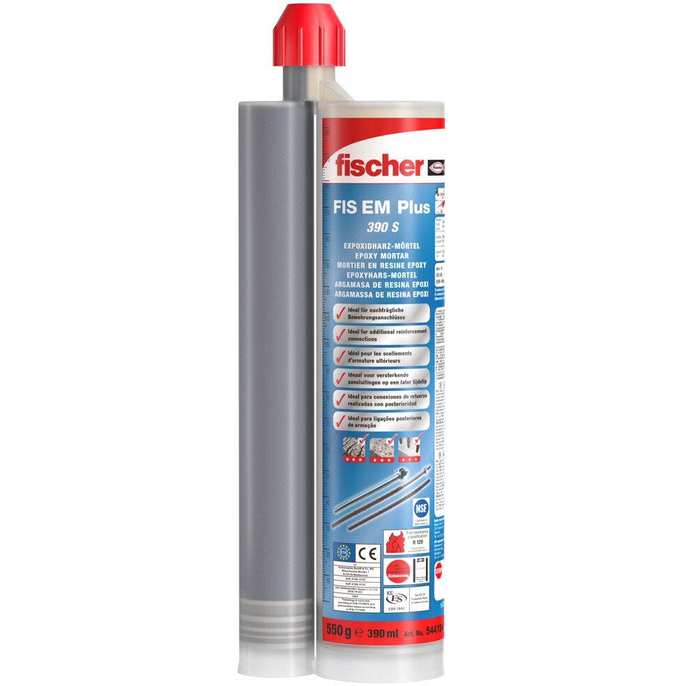 Fischer 544155 Injection Mortar FIS EM PLUS 390ml with 2 x FIS MR Static Mixers