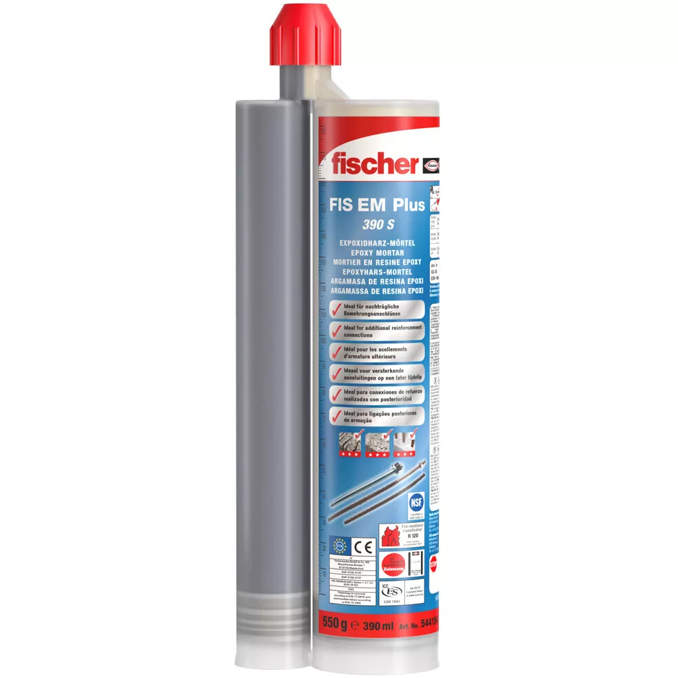 Fischer 544155 Injection Mortar FIS EM PLUS 390ml with 2 x FIS MR Static Mixers