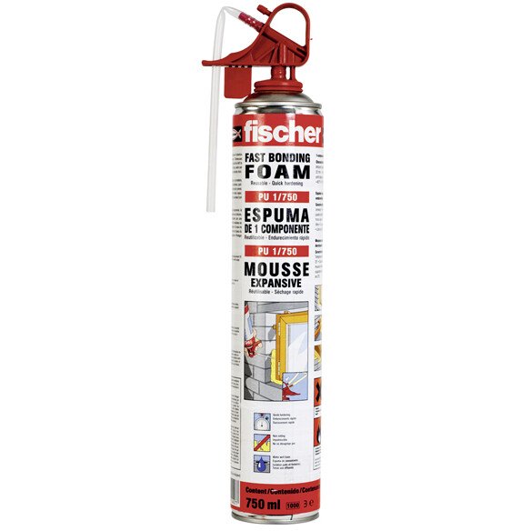 Fischer 50427 PU1 B3 Fast Cure Hand Foam With Reusable Fix Adapter System 750ml