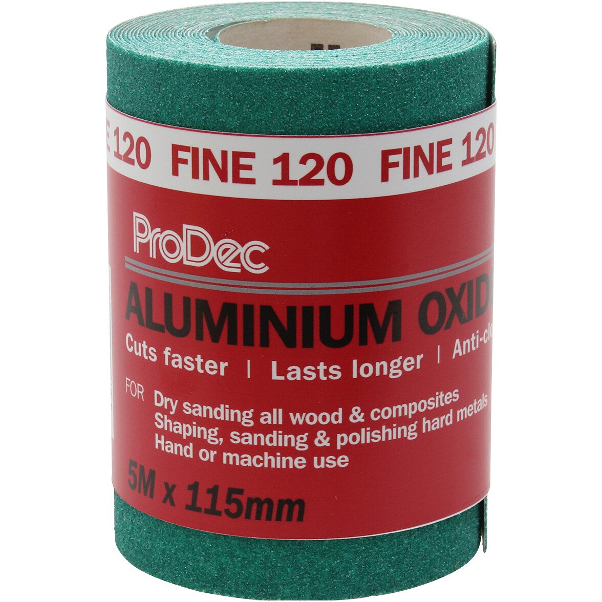 ProDec PAALV120 Green Aluminium Oxide Sanding Paper Roll 115mm x 5m 120G Fine
