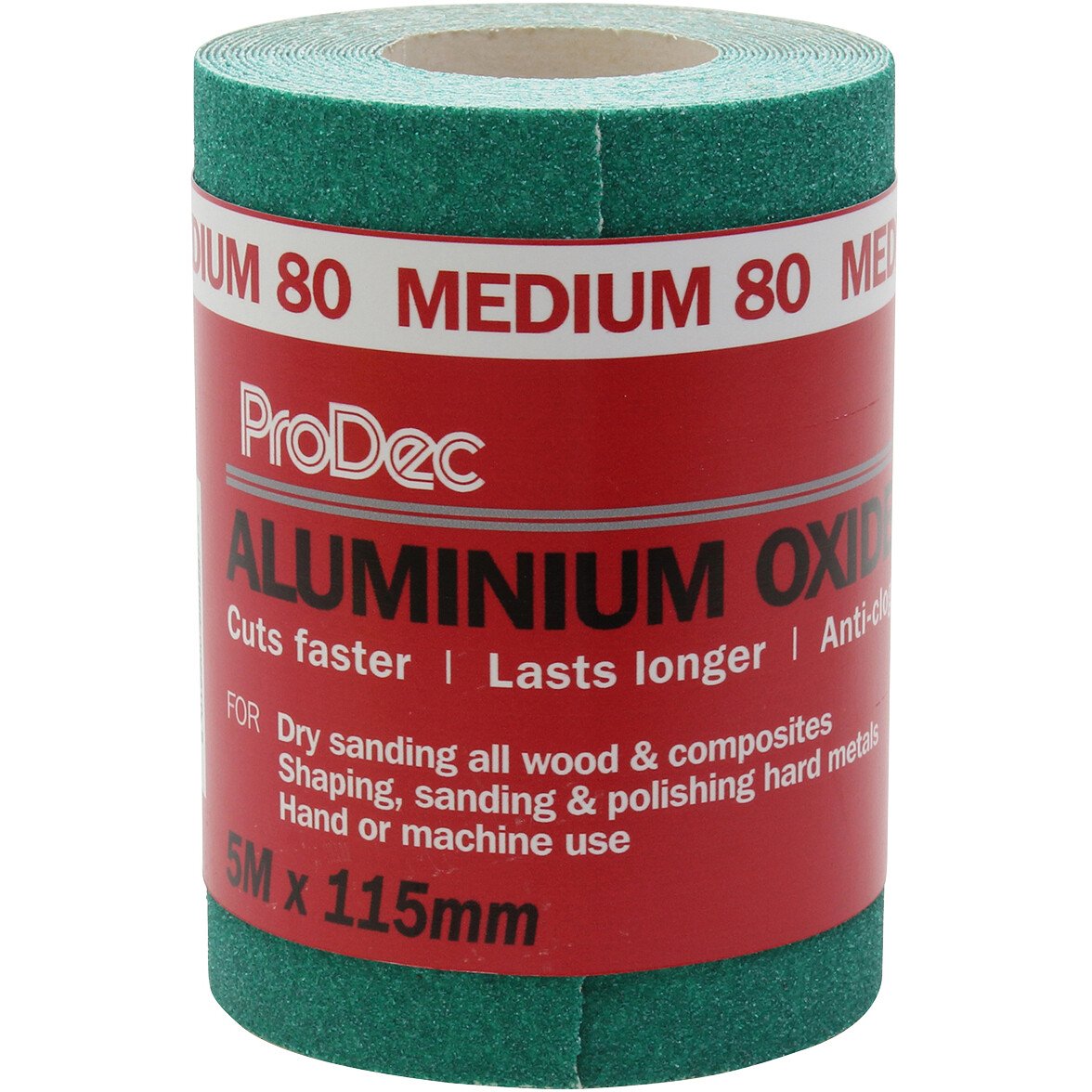ProDec PAALV80 Green Aluminium Oxide Sanding Paper Roll 115mm x 5m 80G Medium