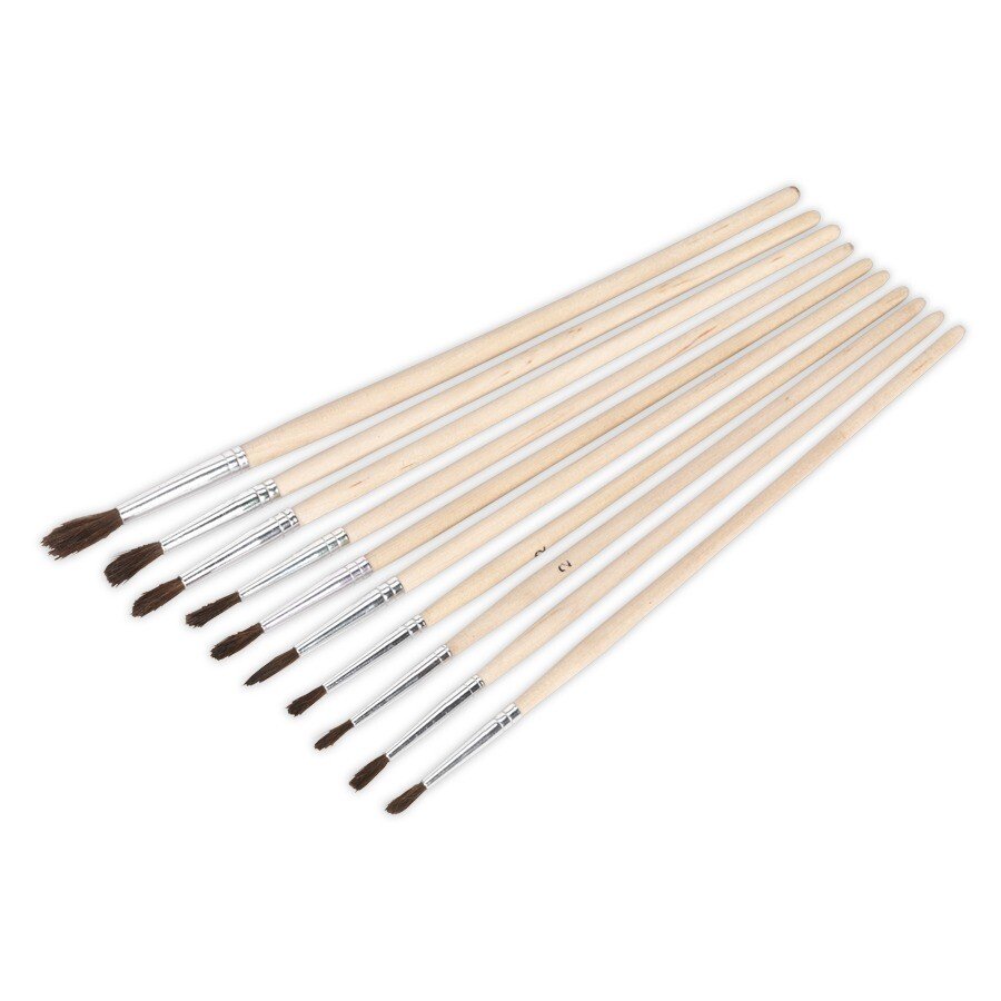 Sealey PB2 Touch-Up Paint Brush Assortment 10pc Wooden Handle