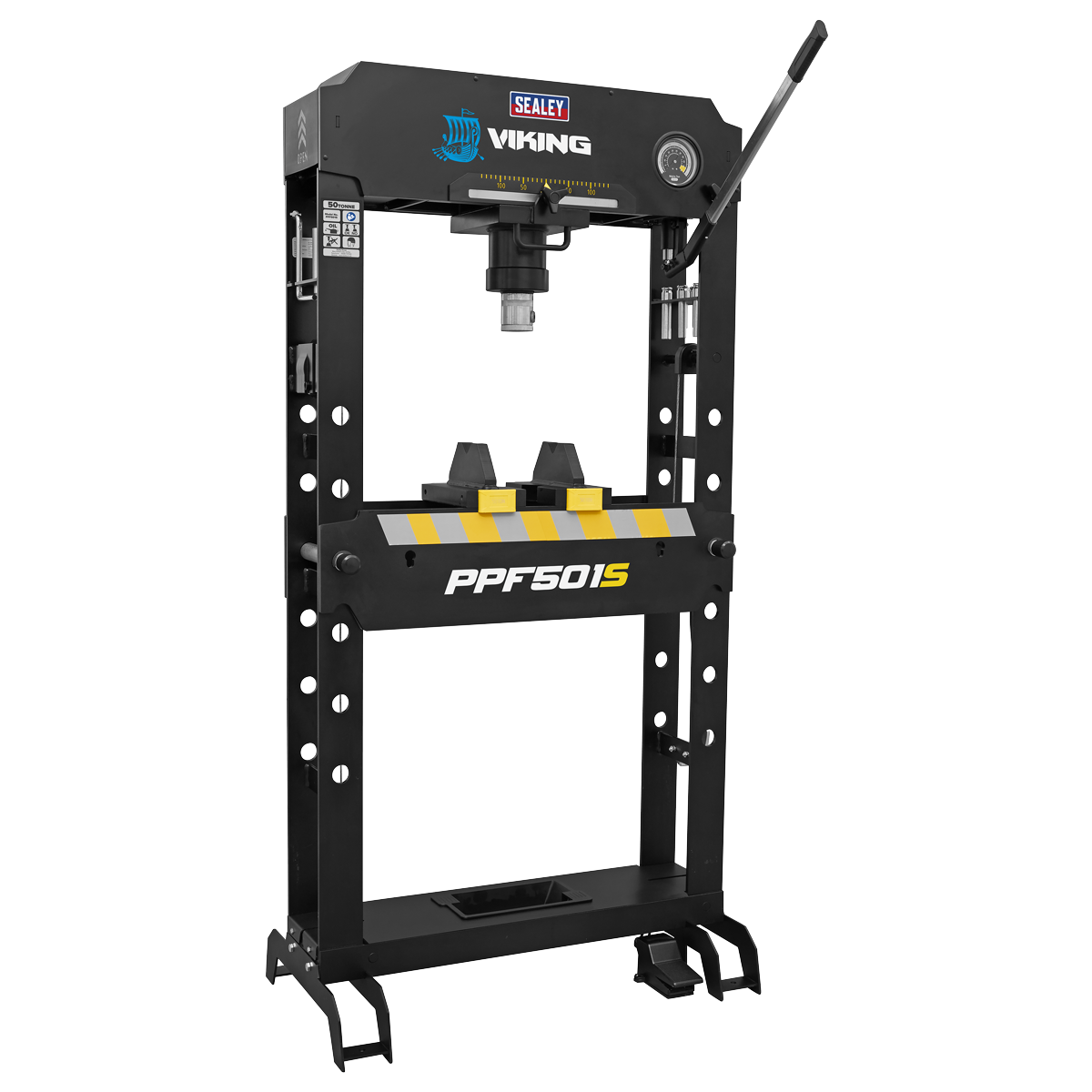 Sealey PPF501S Viking Air/Hydraulic Press 50 Tonne Floor Type with Sliding Ram and Foot Pedal