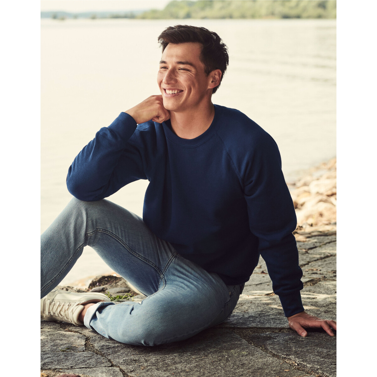 Fruit Of The Loom Herren Raglan Sweatshirt – Classic Olive, Aus Baumwolle, Mit Kapuze & Kordelzug
