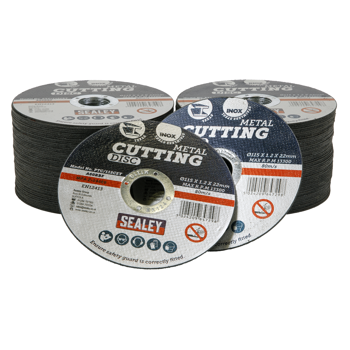 Sealey PTC/115CET100 Cutting Disc Pack of 100 ø115 x 1.2mm ø22mm Bore