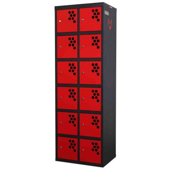 Armorgard PWS12K Powerstation, 12 Secure Lockers For Segregated Battery Charging With Key Camlocks 600mm x 453mm x 1803mm