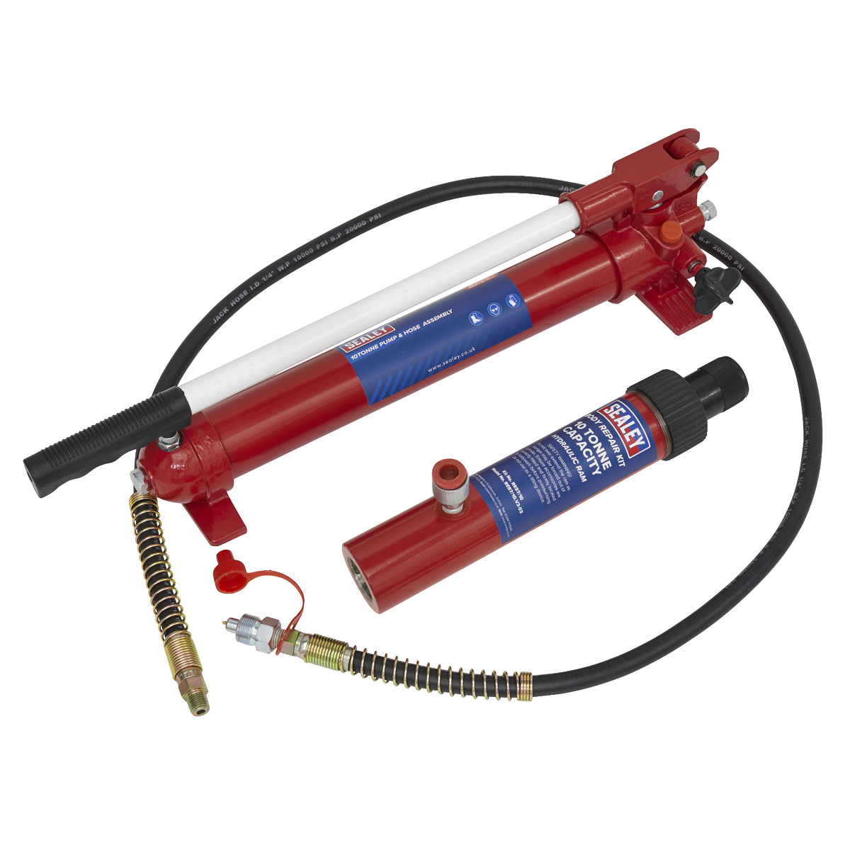 Sealey RE97.10-COMBO Push Ram with Pump & Hose Assembly - 10tonne