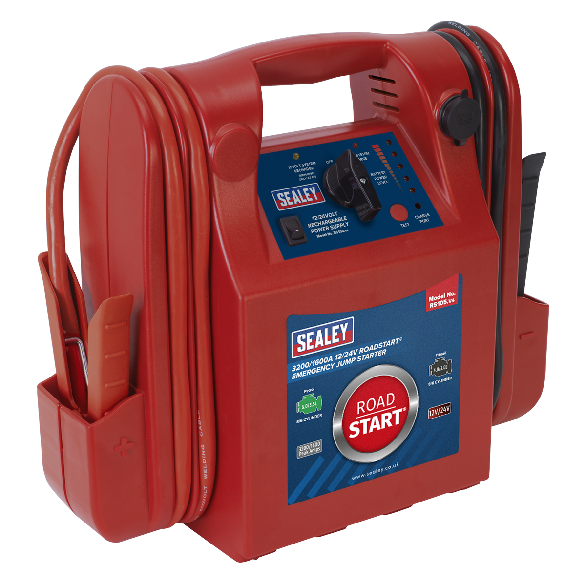 Sealey RS105 RoadStart Emergency Jump Starter 12/24V 3200/1600 Peak Amps