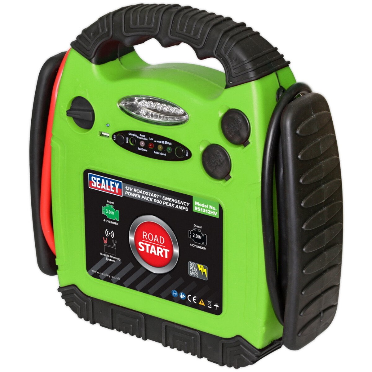 Sealey RS1312HV RoadStart Emergency Power Pack 12V 900 Peak Amps Hi-Vis Green