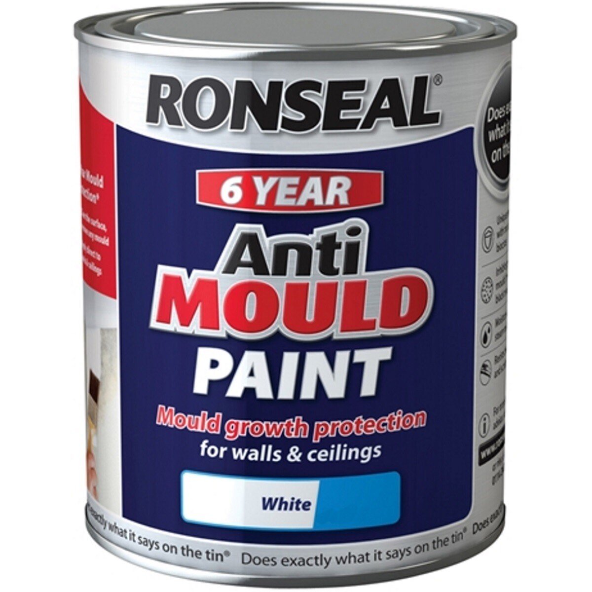 Ronseal 36626 Anti Mould Paint White Silk 2.5 Litre RSLAMPWS25L