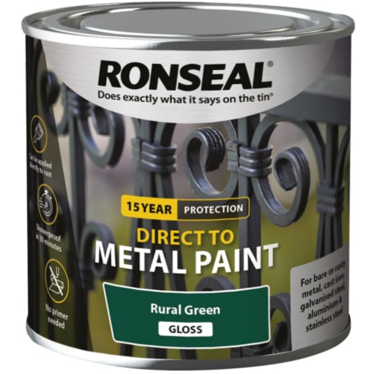 Ronseal 39185 Direct to Metal Paint Rural Green Gloss 250ml RSLDTMRGG250 from Lawson HIS
