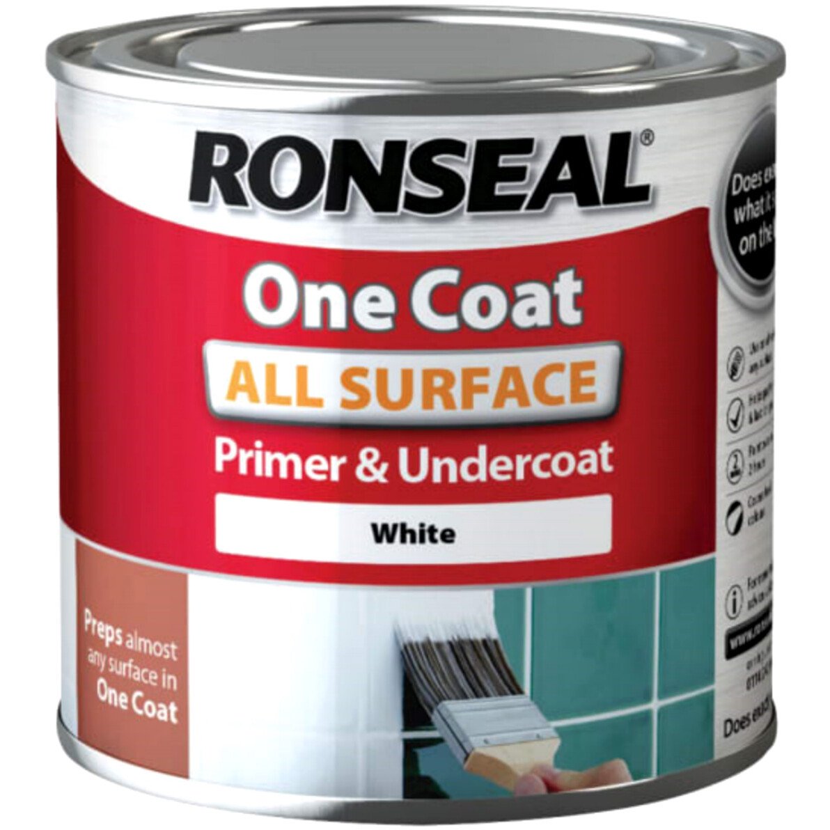 Ronseal 36999 One Coat All Surface Primer and Undercoat Interior White 750ml RSLOCAPP750