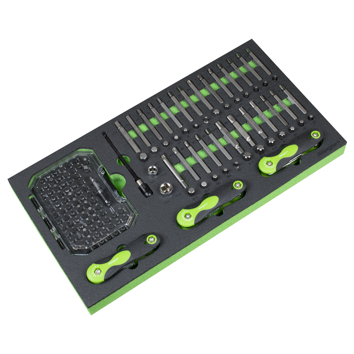 Sealey S01275 Siegen Specialised Bit Set & Folding Hex Keys with Tool Tray 170pc