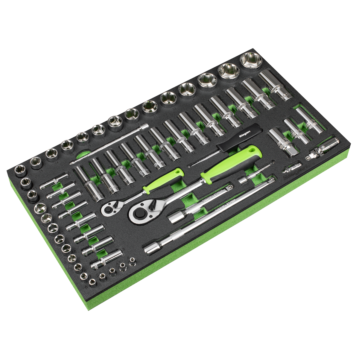 Sealey S01271 Siegen Socket Set with Tool Tray 1/4" & 1/2"Sq Drive 62pc