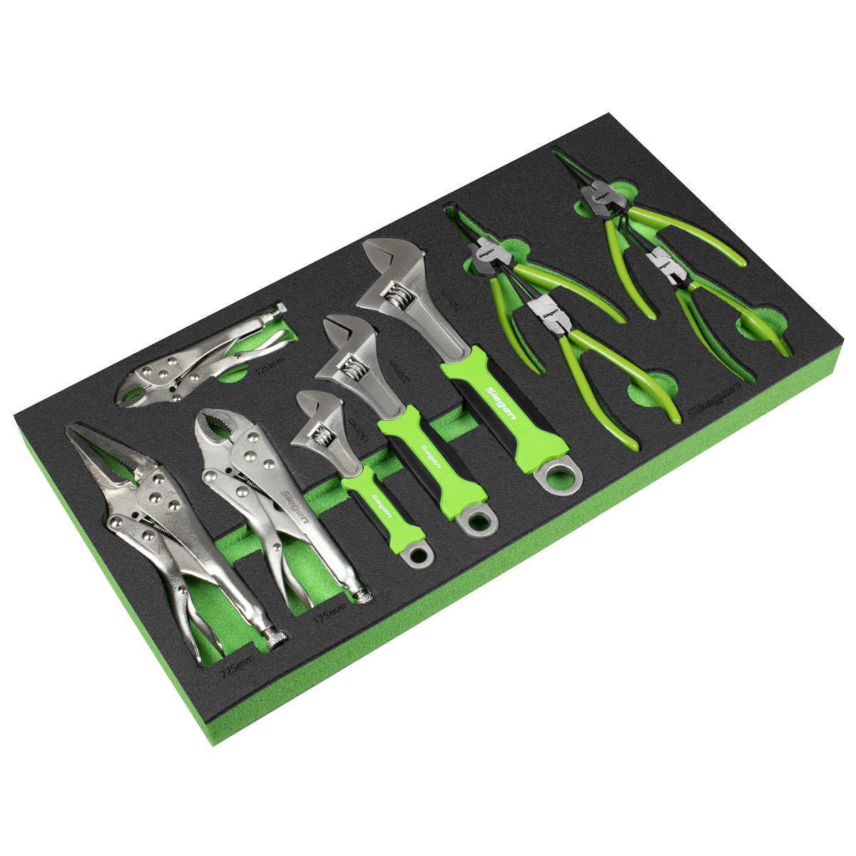 Sealey S01278 Siegen Adjustable Wrench & Pliers Set with Tool Tray 10pc