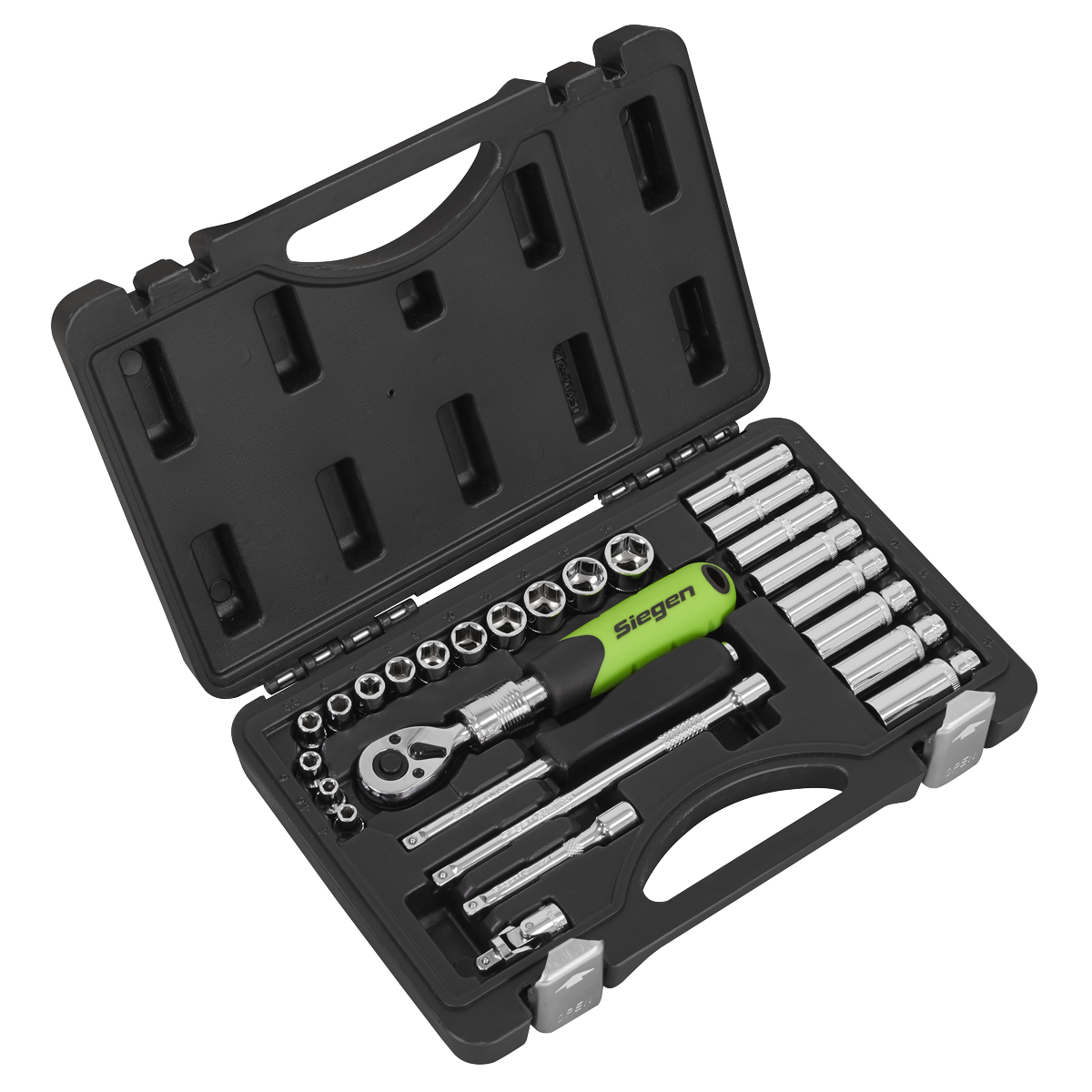 Sealey S01286 Siegen Extendable Ratchet Socket Set 1/4"Sq Drive 26pc