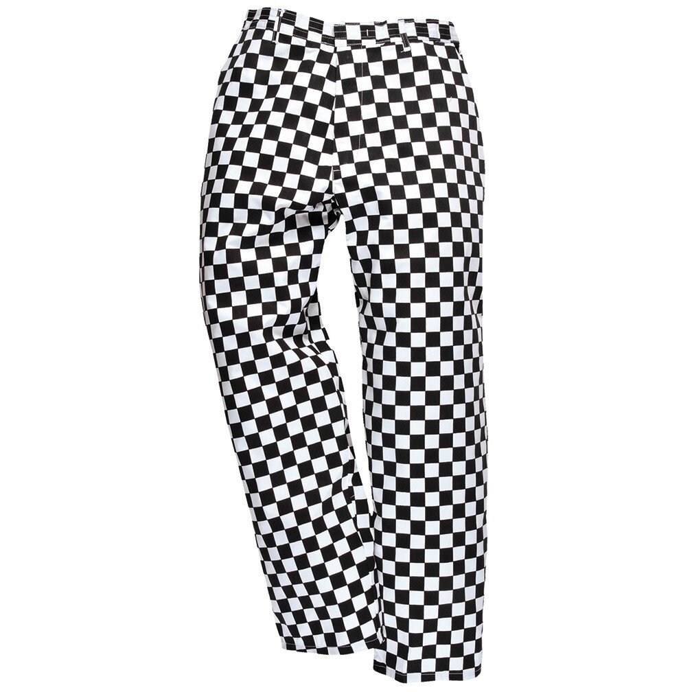 Portwest S068 (Chessboard) Black & White Check Chefswear Harrow Trousers - Waist L