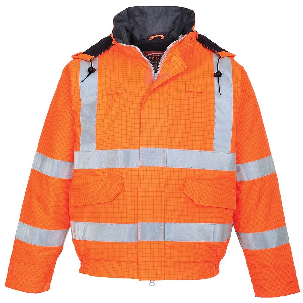 Portwest S773 Bizflame Rain Hi-Vis Antistatic FR Bomber Jacket-Portwest Chest XL (46"-48") - Orange