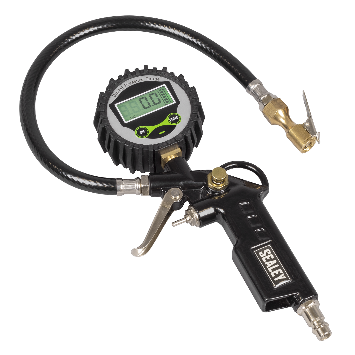 Sealey SA332D Digital Pistol Grip Tyre Inflator with Clip-On Connector