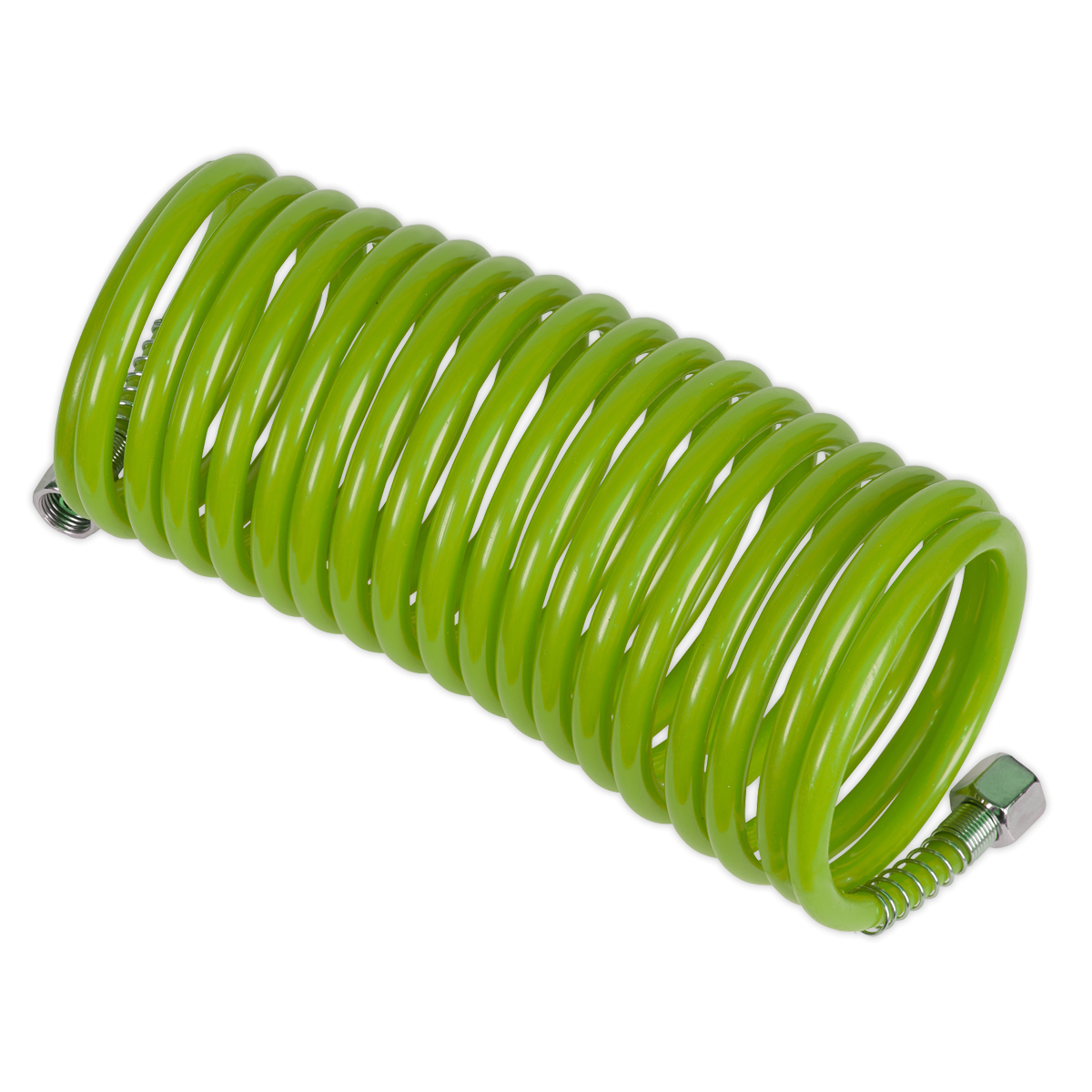 Sealey SA335G PE Coiled Air Hose 5m x ø5mm with 1/4"BSP Unions - Green