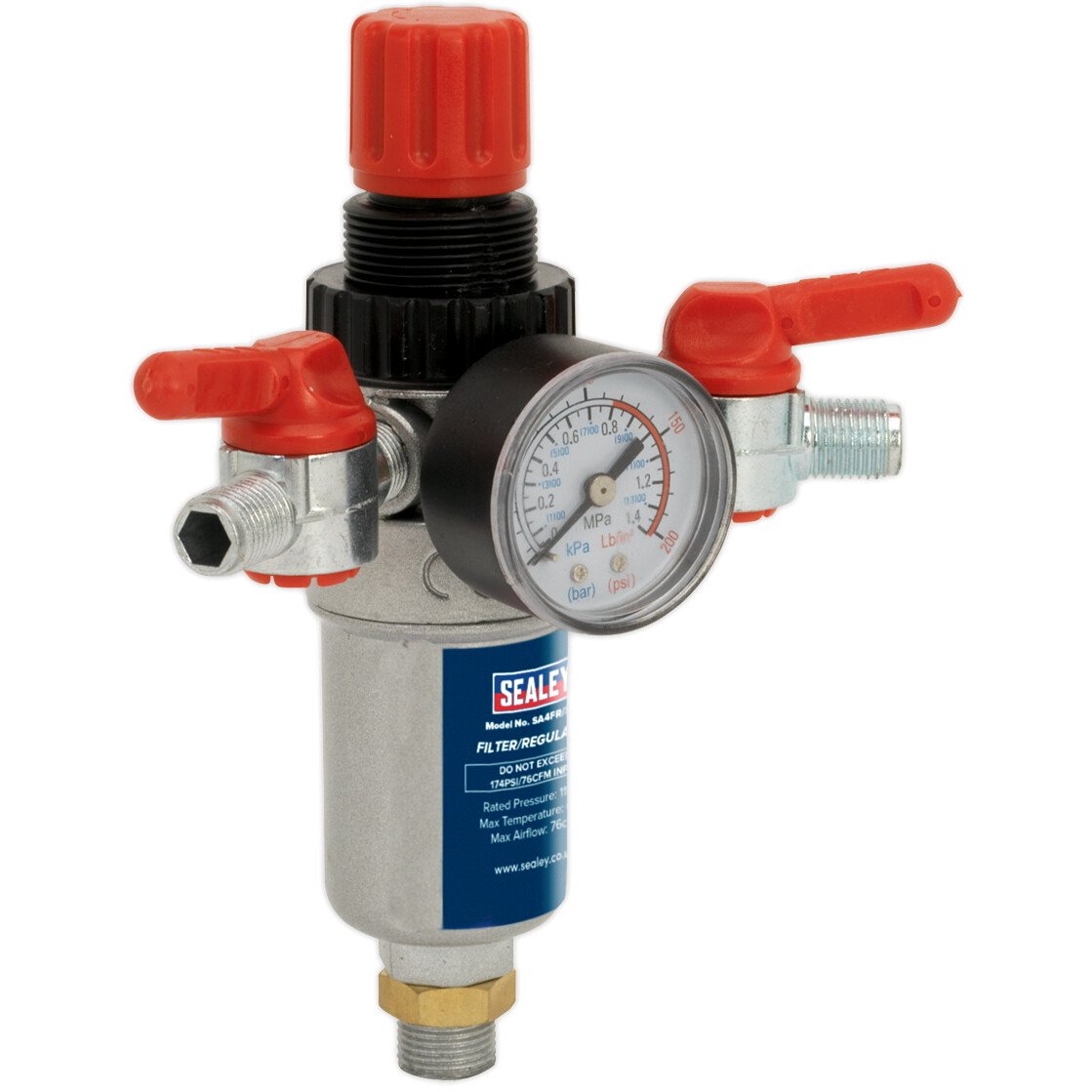 Sealey SA4FR/38 Air Filter Regulator 3/8"BSP Male - 1/4"BSP Male