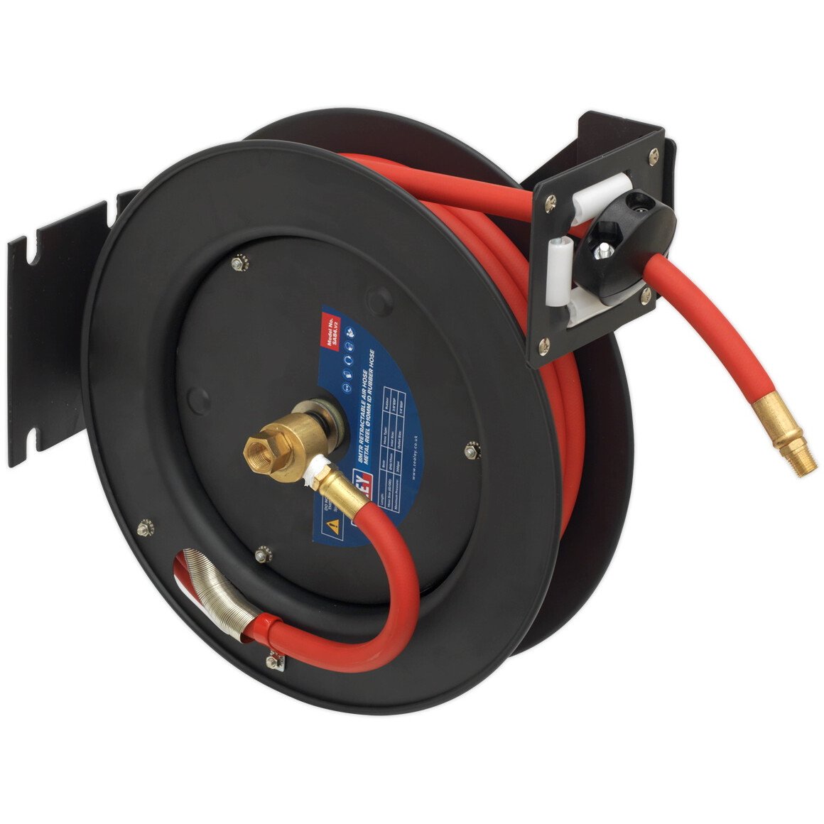 Sealey SA84 Retractable Air Hose Steel Reel 8mtr ø10mm ID Rubber Hose