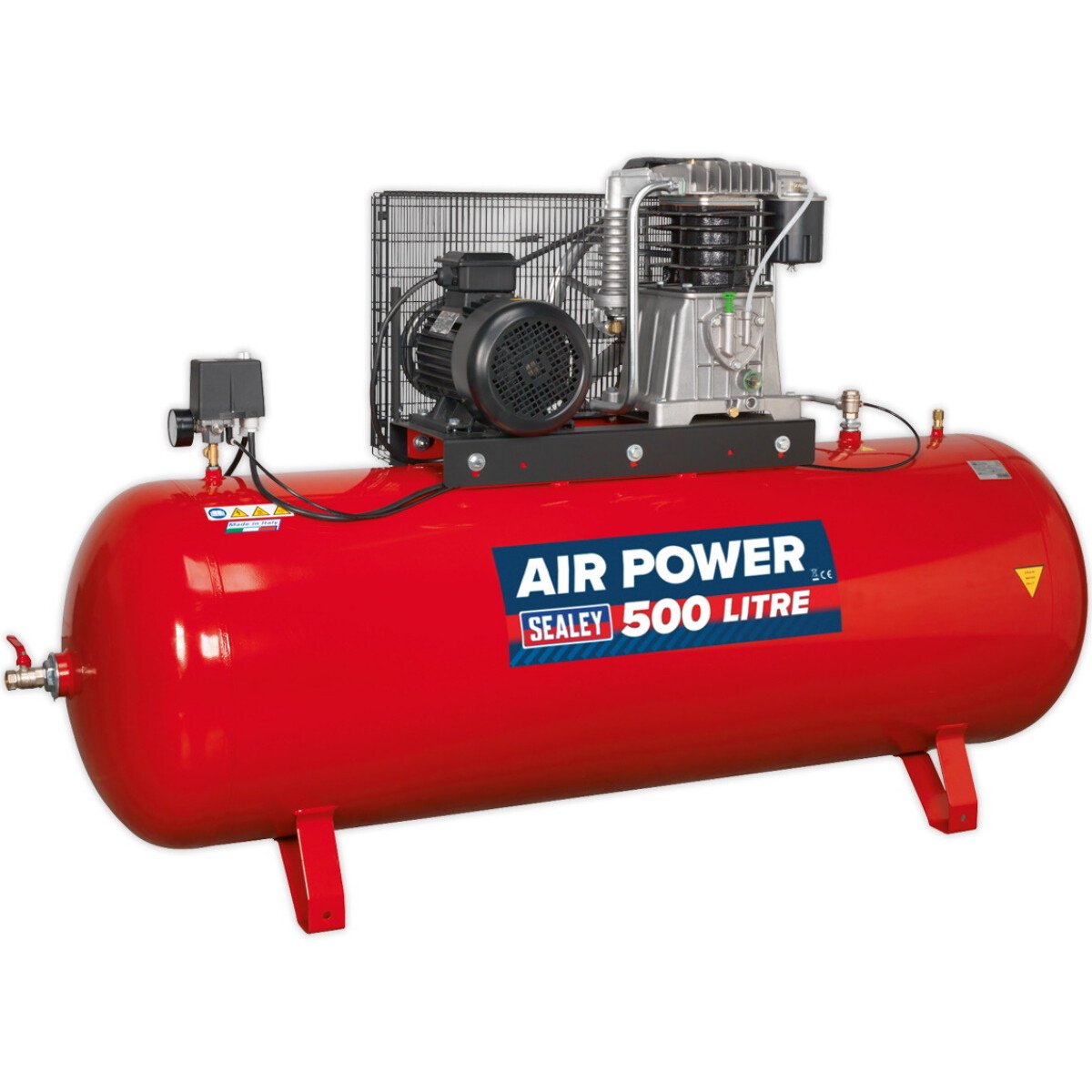 Sealey SAC55075B Compressor 500ltr Belt Drive 7.5hp 3ph 2-Stage 415V with Cast Cylinders