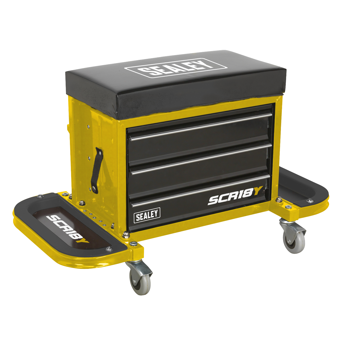 Sealey SCR18Y Mechanic's Utility Seat & Toolbox - Yellow