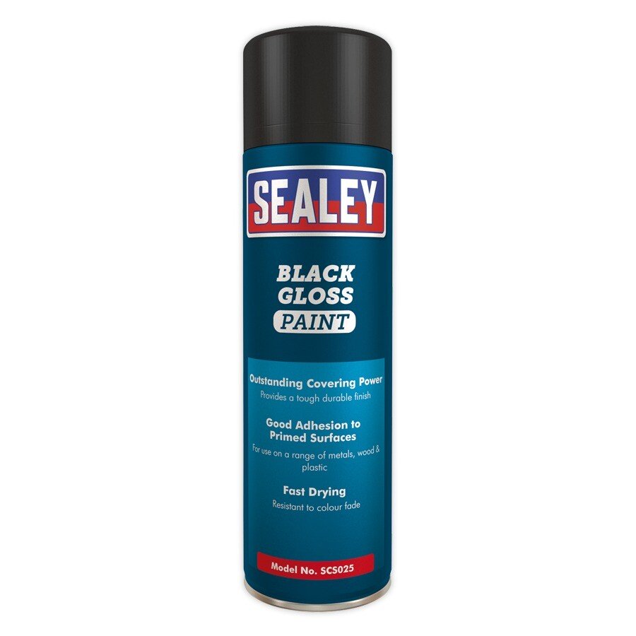Sealey SCS025 Black Gloss Paint 500ml Pack of 6