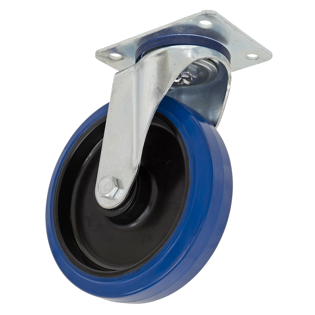 Sealey SCW3100SPEM Heavy-Duty Blue Elastic Rubber Swivel Castor Wheel ø100mm - Trade