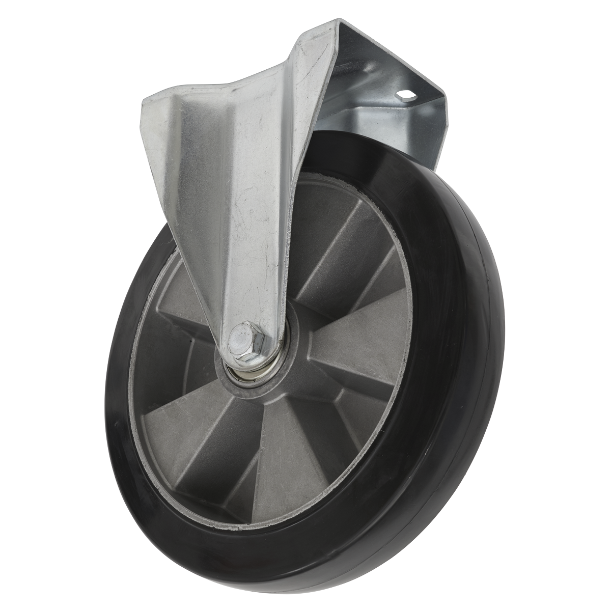 Sealey SCW5152FPEM Heavy-Duty Rubber Castor Wheel Fixed Plate ø152mm - Trade