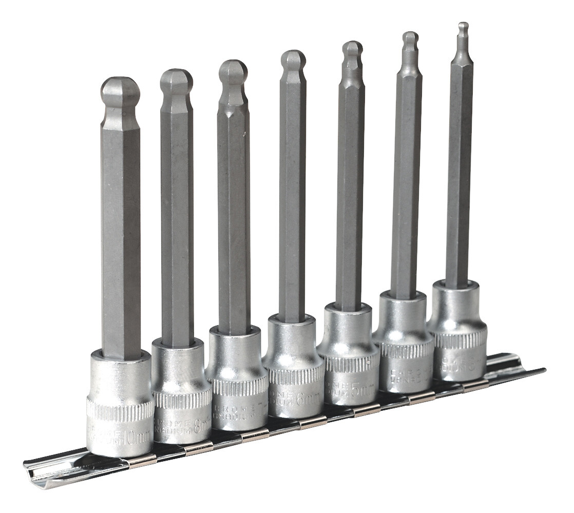 Sealey AK6212 Hex Ball-End Socket Bit Set 7 Piece Metric 3/8" Drive