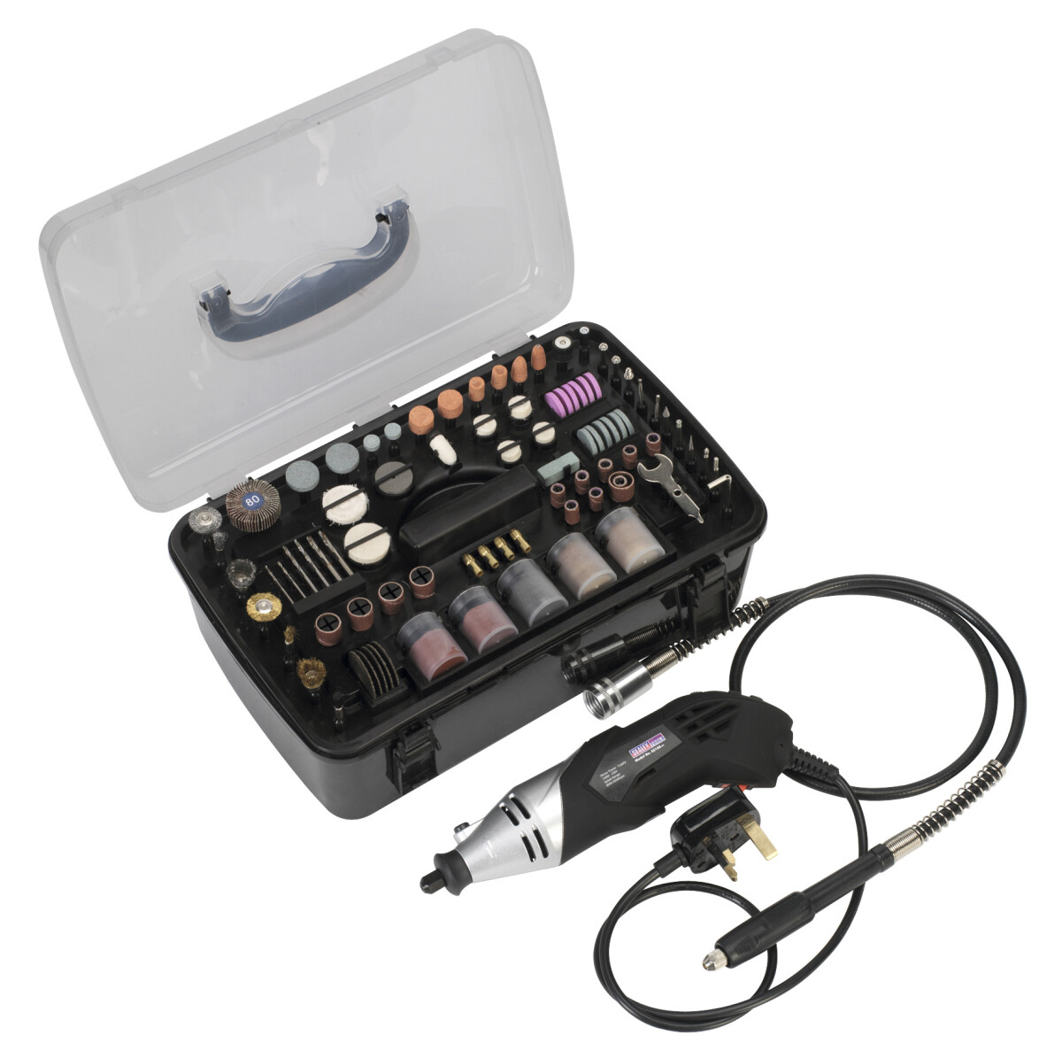 Sealey E5188 MultiPurpose Rotary Tool & Engraver Set 188pc 230V from