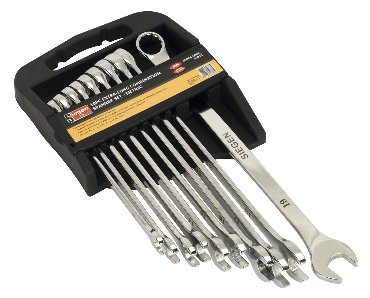 Sealey S0832 Combination Spanner Set Extra Long 10 Piece from