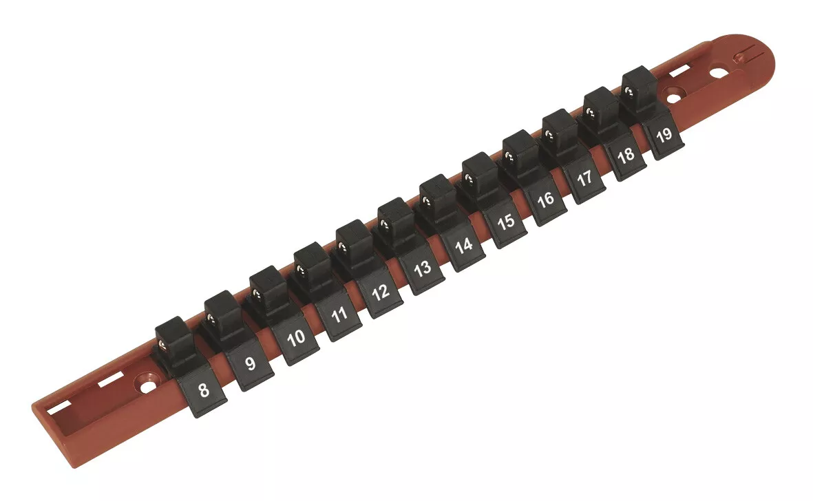 Sealey AK3812 Socket Retaining Rail with 12 Clips 3/8" Drive