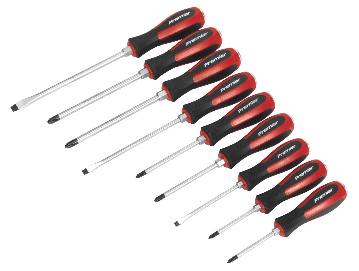 Sealey AK4934 Screwdriver Set 9pc Hammer-Thru