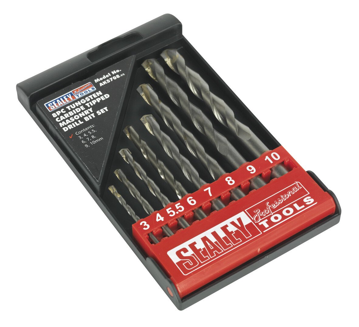 Sealey AK5708 Tungsten Carbide Tipped Masonry Drill Bit Set 8 Piece