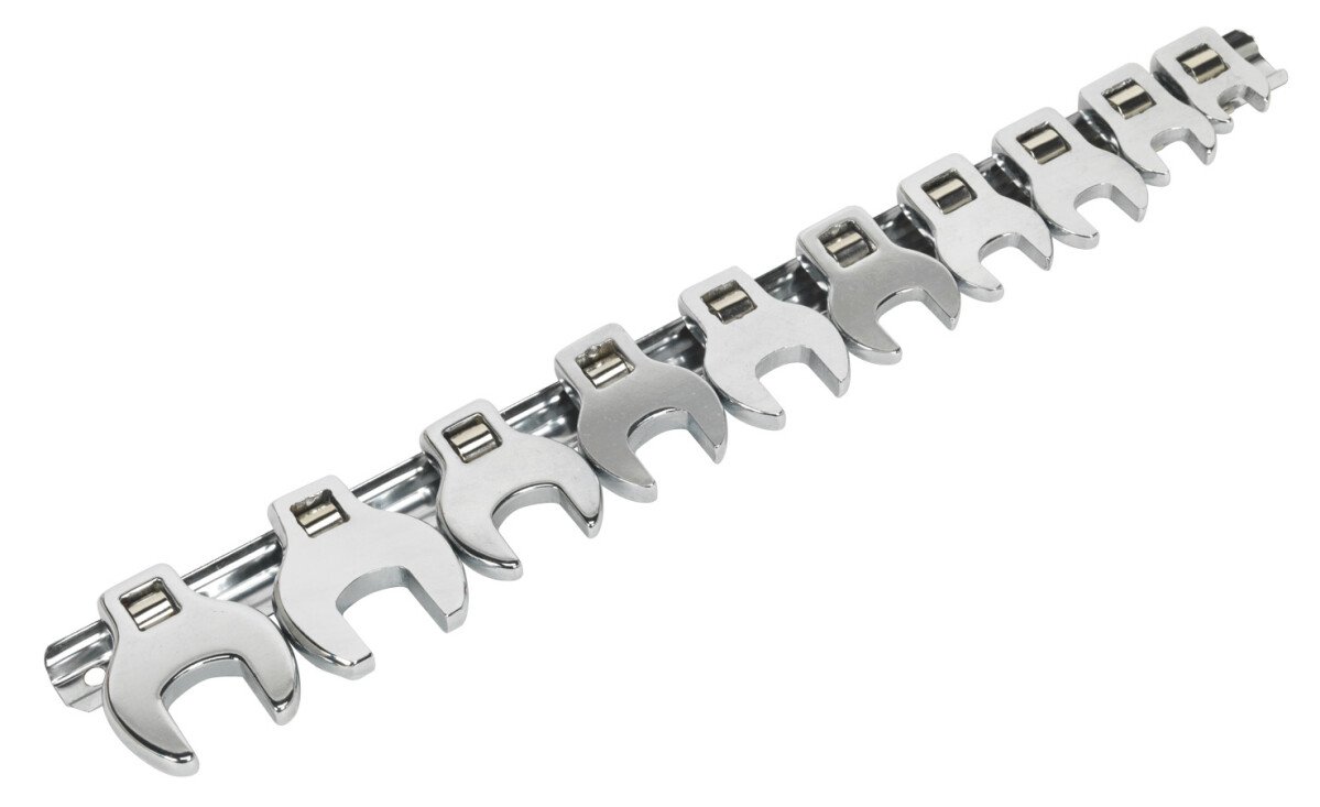 Sealey AK5989 Crows Foot Open End Spanner Set 10pc 3/8"Sq Drive Metric