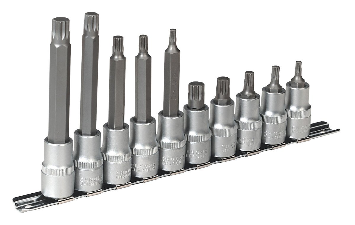 Sealey AK6215 Spline Socket Bit Set 10 Piece 1/2" Drive