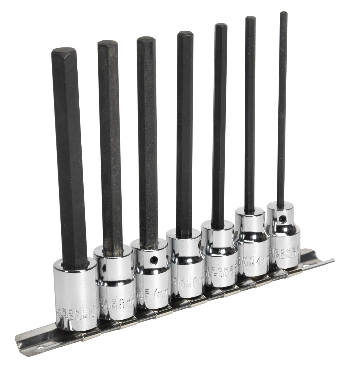 Sealey AK62254 Hex Socket Bit Set 7pc 3/8"Sq Drive 110mm Metric