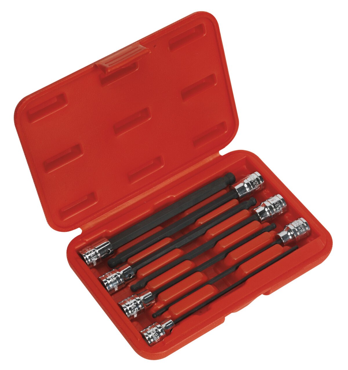 Sealey AK62257 Ball-End Hex Socket Bit Set 7pc 3/8"Sq Drive 150mm Metric