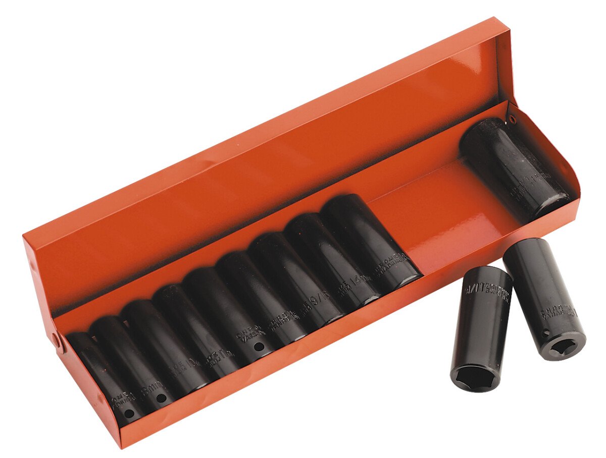 Sealey AK683 Impact Socket Set 12 Piece Deep 3/8" Drive Metric/AF