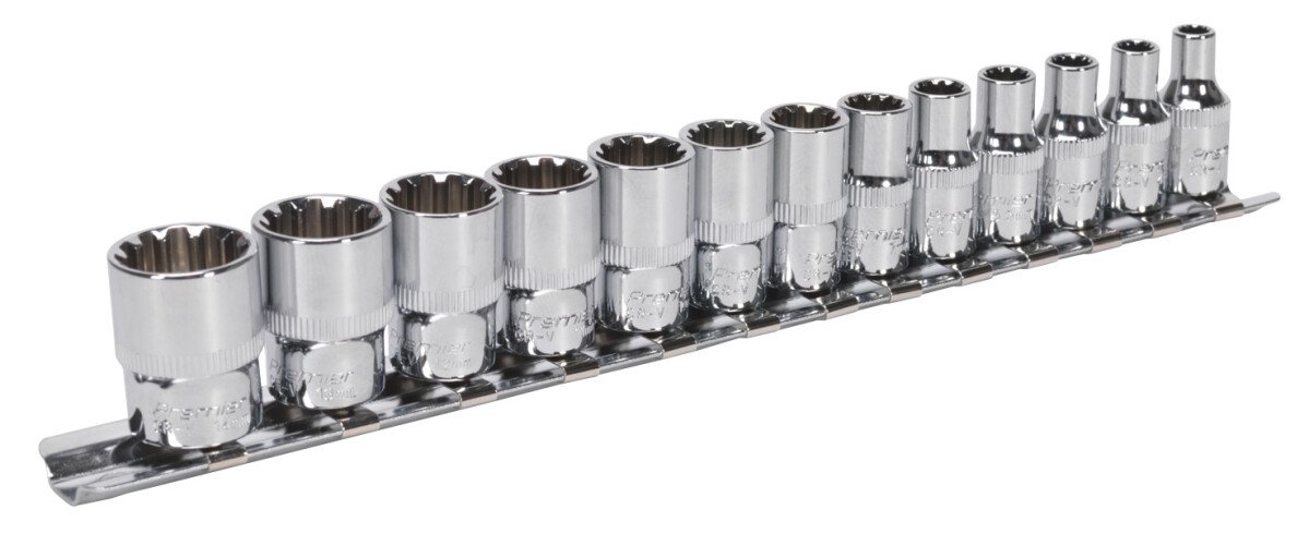 Sealey AK69813 Spline Socket Set 13pc 1/4"Sq Drive Total Drive