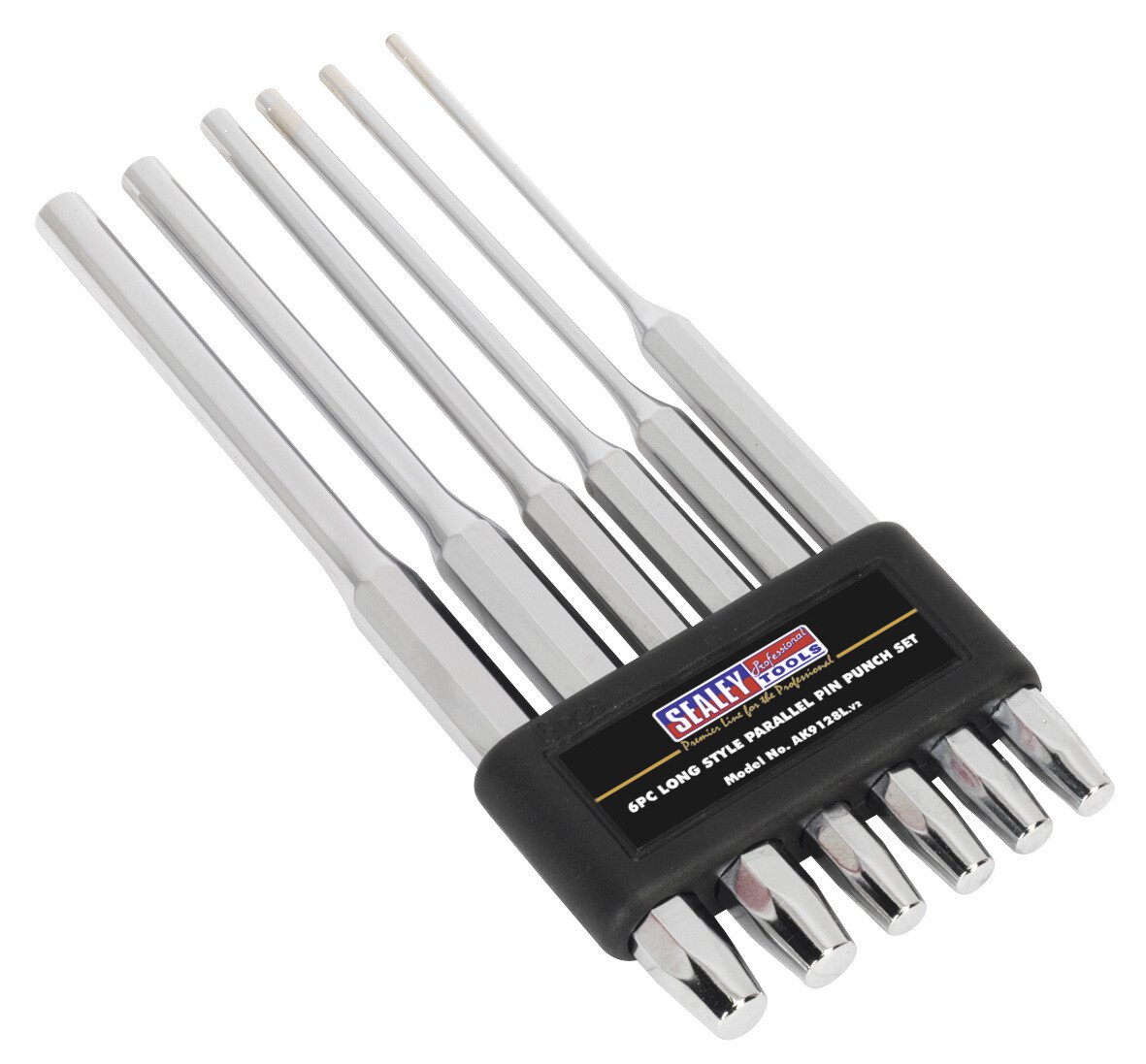 Sealey AK9128L Parallel Pin Punch Set 6 Piece Long Style