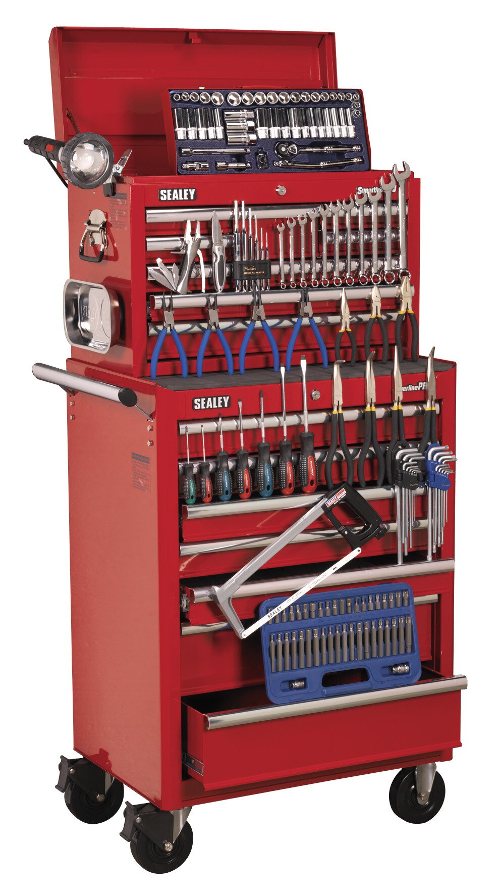 Sealey APCOMBOBBTK57 Topchest & Rollcab Combination 15 Drawer with Ball Bearing Runners - Red...