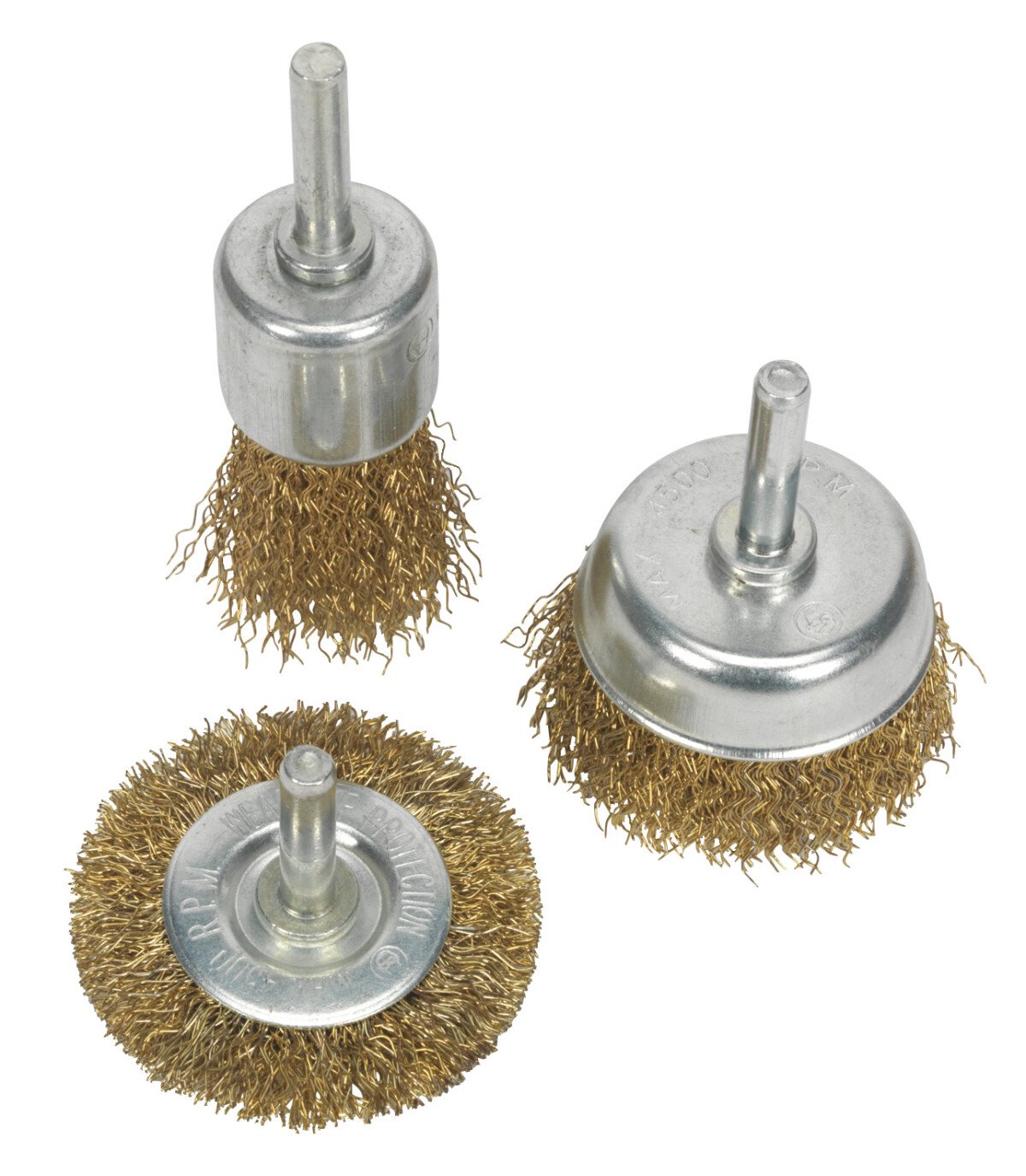 Sealey BWBS03 Wire Brush Set 3pc Brassed
