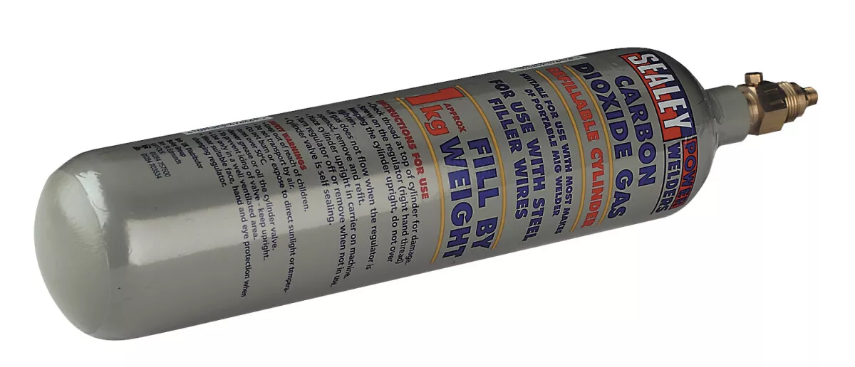 Sealey CO2/1KG Gas Cylinder Refillable Carbon Dioxide 1000g